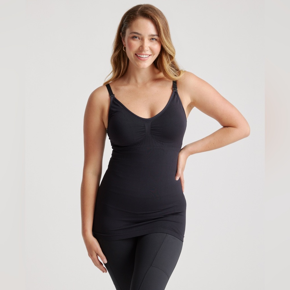 Quince Womens Seamless Maternity & Nursing Tank Size medium black